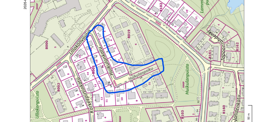 Karttakuva Huikulankadusta